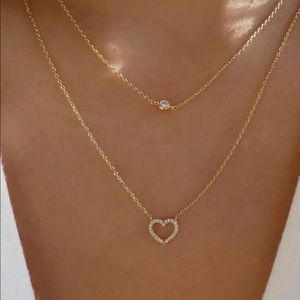 Beautiful Double Chain Heart Necklace